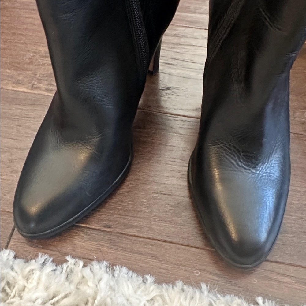 New! COACH Jenna black leather ankle boots heels 8.5 - Picture 2 of 12